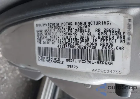 2003 Toyota Avalon Xls из США, поврежденный, VIN 4T1BF28B93U267736